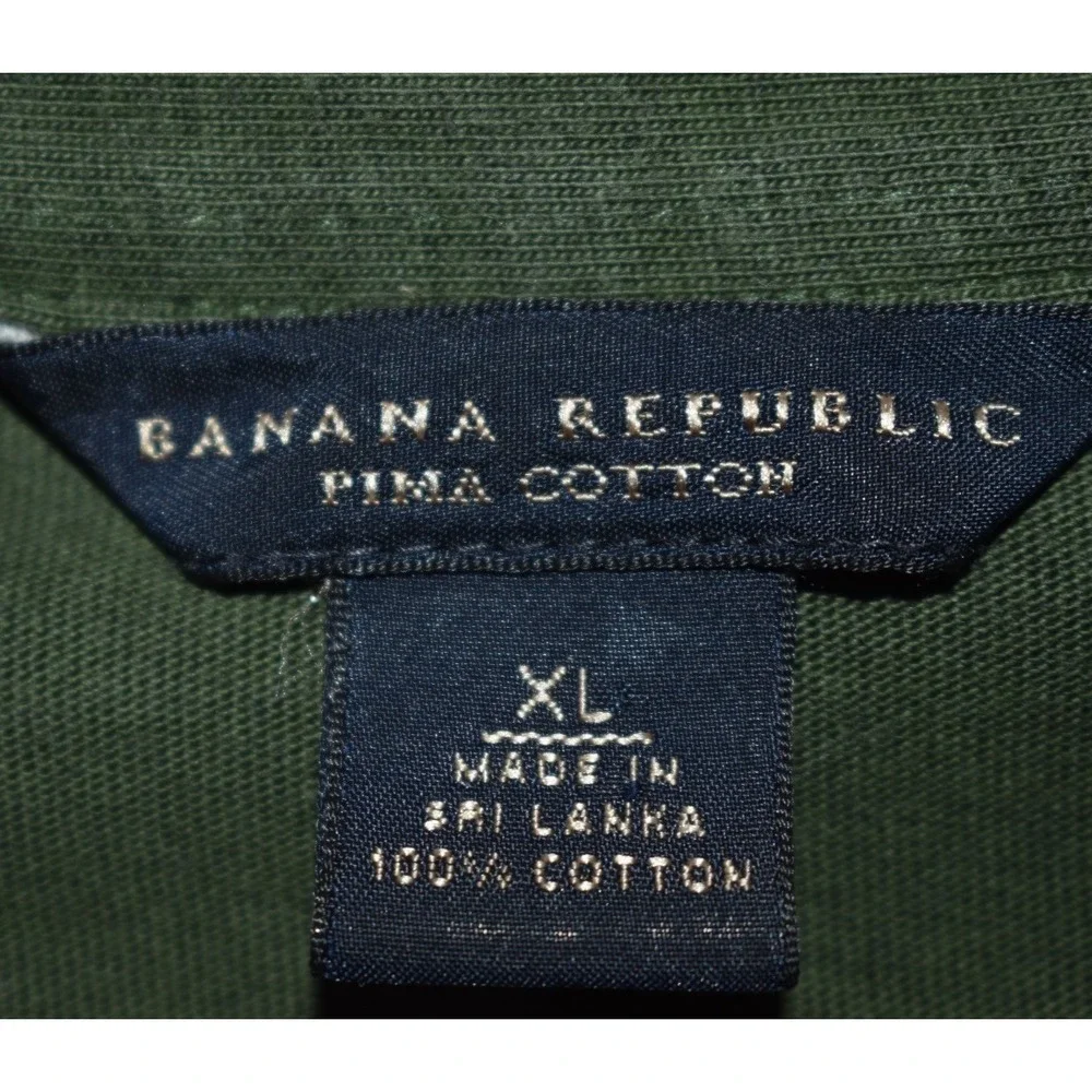 Banana Republic Mens XL Polo Shirt 100% Pima Cotton Olive Green Short Sleeve